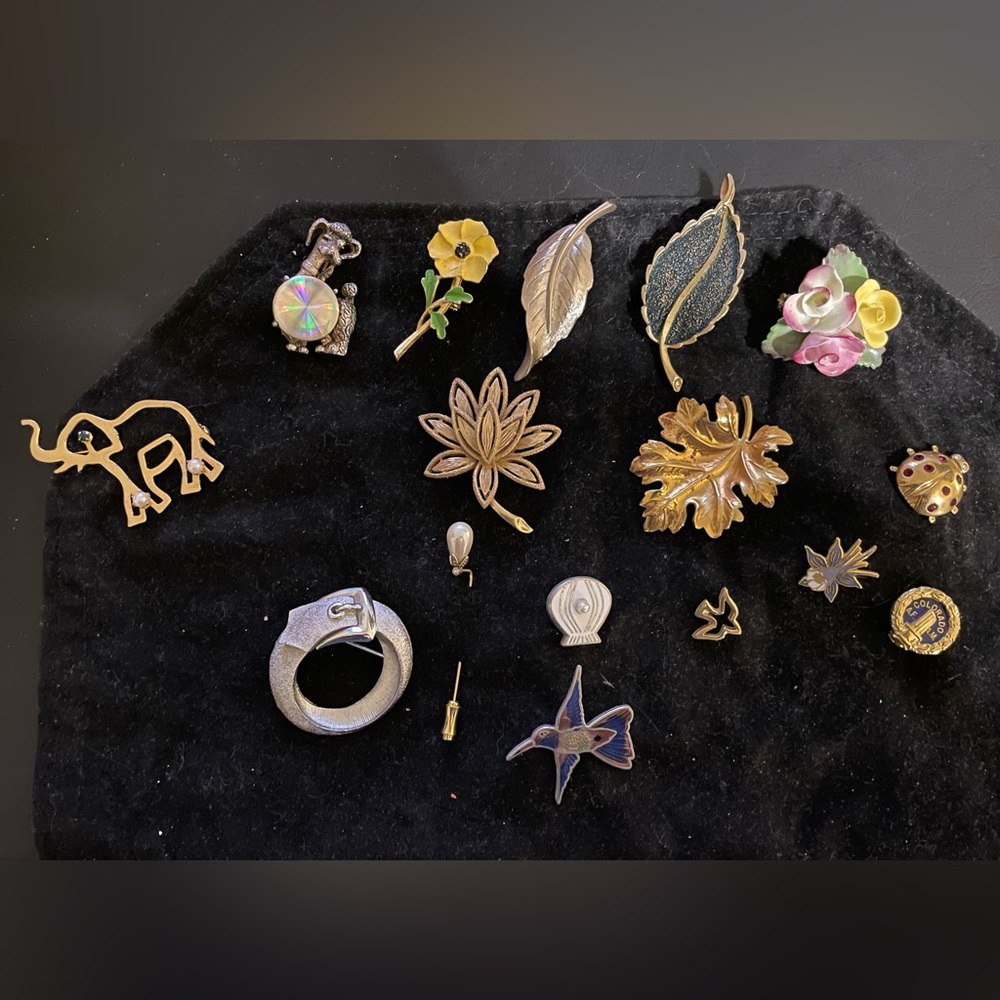 Elegant Lot of 16 Vintage Brooch Set